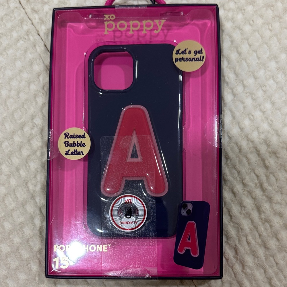 XO Poppy Navy Phone Case with Red Letter for iPhone